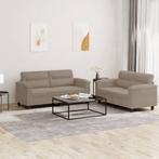 vidaXL 2-delige Loungeset met kussens microvezelstof taupe, Verzenden, Nieuw, Vierpersoons of meer, Stof
