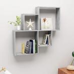 vidaXL Wandschap kubus 80x15x78,5 cm bewerkt hout betongrijs, Huis en Inrichting, Woonaccessoires | Wandplanken en Boekenplanken