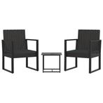 Loungeset Kussens | Poly Rattan Zwart | Retourdeal 55% Ko..., 2 zitplaatsen, Rotan, Bijzettafel, Nieuw