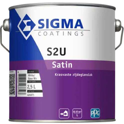 Sigma S2U Satin / Contour PU Satin Wit 2.5L, Doe-het-zelf en Verbouw, Verf, Beits en Lak, Wit, Nieuw, Verzenden