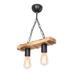 [lux.pro] Hanglamp Hemel 2xE27 zwart houtkleurig en jute, Huis en Inrichting, Lampen | Hanglampen, Verzenden, Nieuw