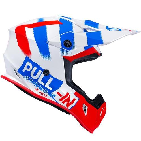 Crosshelm Pull-in Wit / Rood / Blauw - MAAT M (57-58cm), Motoren, Kleding | Motorhelmen, Nieuw met kaartje, Offroadhelm, Verzenden