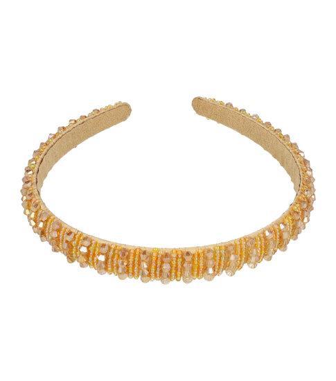 Haarband Diadeem Facet Kralen Streep Patroon 1,5cm Geel Goud, Sieraden, Tassen en Uiterlijk, Uiterlijk | Haarverzorging, Verzenden