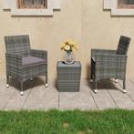 vidaXL 3-delige Bistroset poly rattan en gehard glas grijs, Verzenden, Nieuw, Rotan