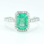 Ring Platina -  2.31ct. tw. Smaragd - Diamant -