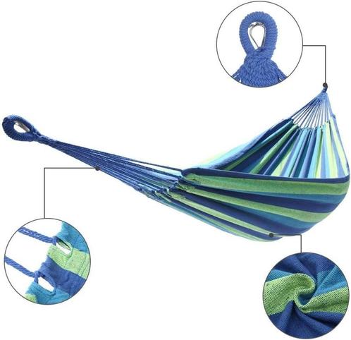 Hangmat - 2 persoons - 220x150 cm - blauw groen, Tuin en Terras, Hangmatten, Nieuw, Ophalen of Verzenden