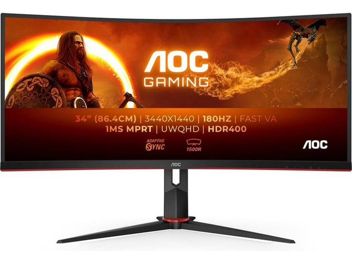 AOC CU34G2XP - 34 Inch WQHD Curved Monitor - 180Hz FreeSync, Computers en Software, Monitoren, Zo goed als nieuw, Verzenden