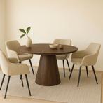 Mangohouten eettafel Mick rond bruin 150cm, Huis en Inrichting, Tafels | Eettafels, Verzenden, Rond, Nieuw, Industriële meubels