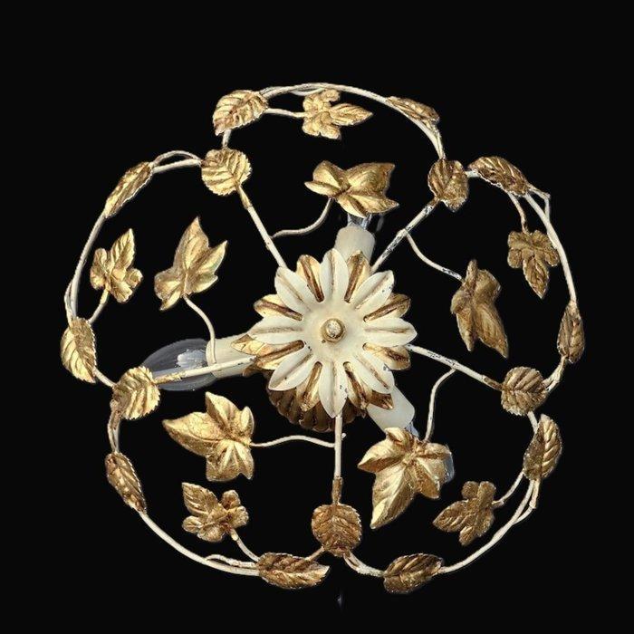 Plafondlamp - Smeedijzer - Tole lamp klimopbladeren, Antiek en Kunst, Antiek | Lampen