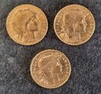 Frankrijk. 20 Francs 1908, 1909 et 1910 (lot de 3 monnaies