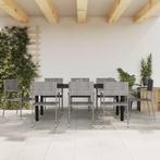 vidaXL 9-delige Tuinset poly rattan en staal grijs en zwart, Nieuw, 8 zitplaatsen, Tuinset, Verzenden