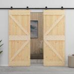 vidaXL Schuifdeur met beslag 90x210 cm massief grenenhout, Doe-het-zelf en Verbouw, Deuren en Horren, Verzenden, Nieuw