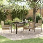 vidaXL 5-delige Tuinset met Kussens in Beige van Poly Riet, Tuin en Terras, Tuinsets en Loungesets, Verzenden, Nieuw, Rotan, Tuinset