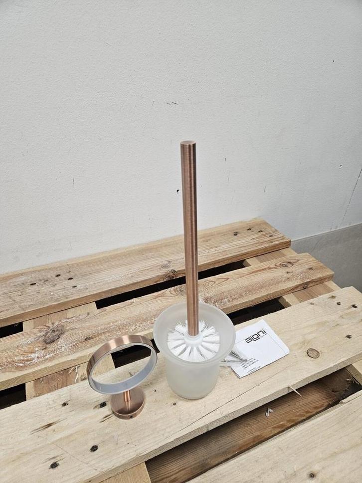 Aloni toiletborstel met houder geborsteld koper, Doe-het-zelf en Verbouw, Sanitair, Toilet, Nieuw, Koper, Ophalen of Verzenden