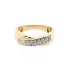 Gouden rijring met diamant | 0,09 ct. (Alle Gouden sieraden), 18 tot 19, Gebruikt, Overige kleuren, Ophalen of Verzenden