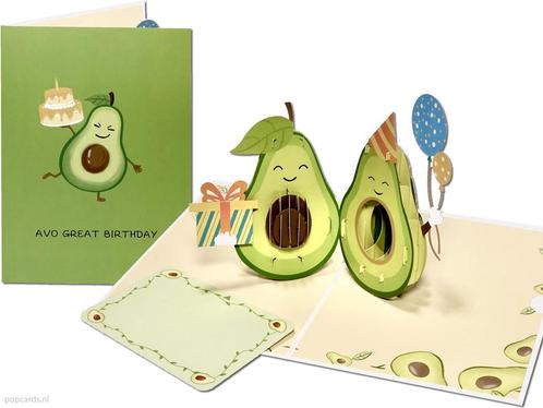 Een Avo Cadeau! Grappige Avocado Verjaardagskaart pop-up ..., Diversen, Wenskaarten, Nieuw