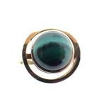 Gouden dames ring met malachiet (uniek, gouden ring) (uniek), Sieraden, Tassen en Uiterlijk, Ringen, Gebruikt, Overige kleuren