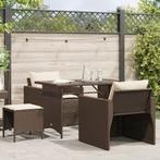 vidaXL 4-delige Loungeset met kussens poly rattan bruin, Tuin en Terras, Verzenden, Nieuw, Rotan, Loungeset