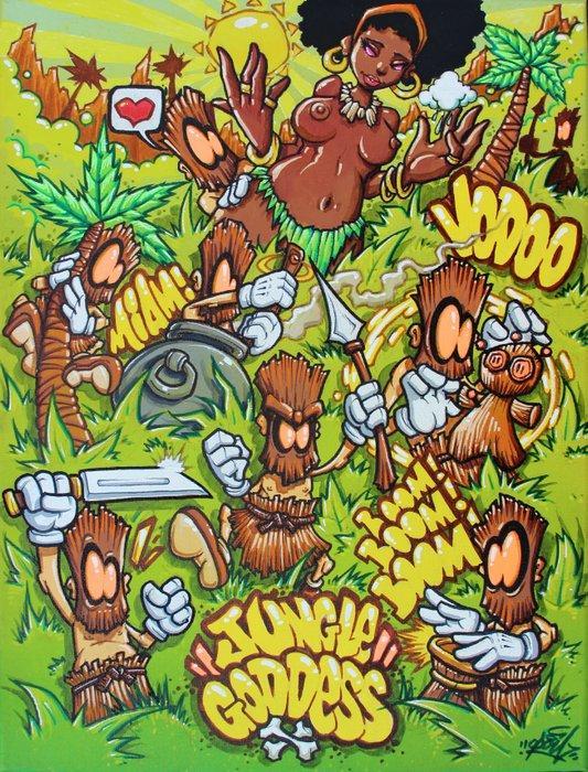Opoil - Jungle Goddess, Antiek en Kunst, Kunst | Schilderijen | Modern
