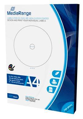 MediaRange High Glossy CD-Labels 15-118mm 100 stuks, Computers en Software, Beschrijfbare discs, Nieuw, Verzenden