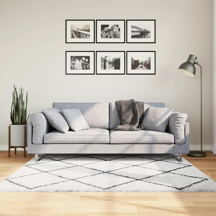 vidaXL Vloerkleed PAMPLONA shaggy hoogpolig 160x160 cm crème, Huis en Inrichting, Stoffering | Tapijten en Kleden, Nieuw, Verzenden