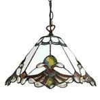 Hanglamp Tiffany Ø 31x107 cm Wit Bruin Glas, Huis en Inrichting, Lampen | Hanglampen, Ophalen of Verzenden, Nieuw, Glas, Tiffany