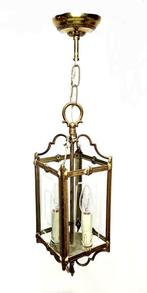 Lantaarn plafondlamp - Messing, Glas - Hallantaarn, Antiek en Kunst