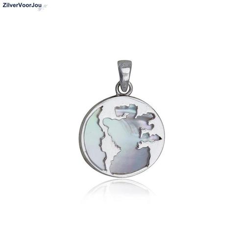 Zilveren parelmoer kaart kettinghanger, Sieraden, Tassen en Uiterlijk, Kettinghangers, Nieuw, Verzenden