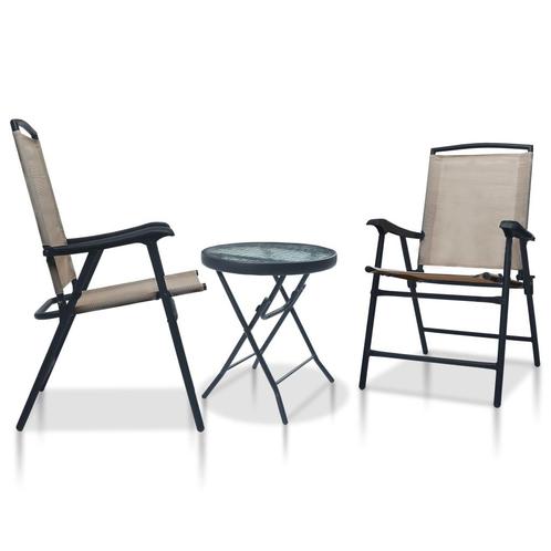 vidaXL 3-delige Bistroset staal taupe, Tuin en Terras, Tuinsets en Loungesets, Nieuw, 3 zitplaatsen, Rvs, Verzenden