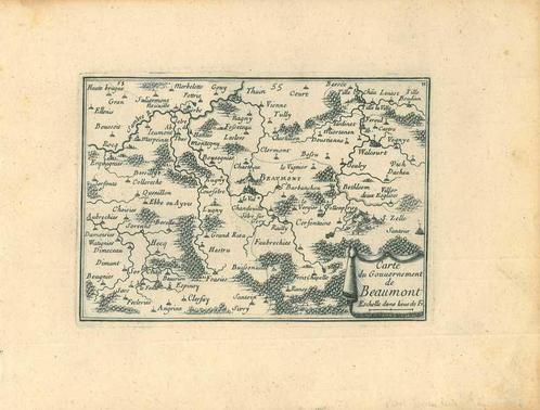 Kaart van Beaumont, Antiek en Kunst, Kunst | Etsen en Gravures