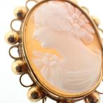 Gouden broche met camee | Antiek (vintage, schelp) (vintage), Ophalen of Verzenden, Gebruikt, Goud, Overige merken