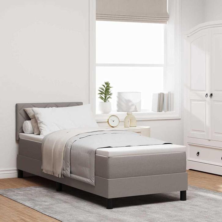 vidaXL Boxspring bed met matras met hoofdeinde Taupe 80 x, Huis en Inrichting, Slaapkamer | Bedden, Nieuw, Stof, Verzenden