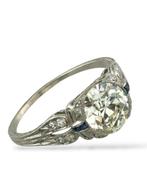 Ring Platina, Platina ring met 2,10 karaat oude Europese, Sieraden, Tassen en Uiterlijk, Ringen, Nieuw