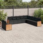 vidaXL 11-delige Loungeset met kussens poly rattan zwart, Verzenden, Nieuw, Rotan, Loungeset