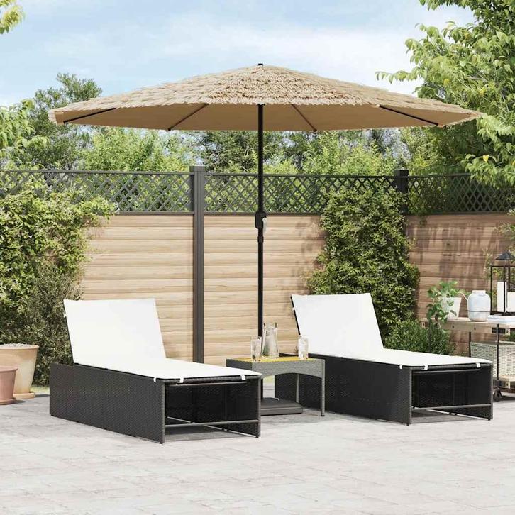 vidaXL Parasol met stalen paal 324x324x247 cm bruin, Tuin en Terras, Parasols, Nieuw, 3 tot 4 meter, Verzenden