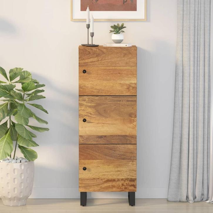 vidaXL buffetkast met 3 deuren 40x33x110 cm massief, Huis en Inrichting, Kasten | Buffetkasten, 25 tot 50 cm, Nieuw, Overige houtsoorten