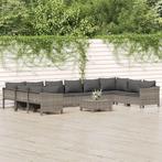 vidaXL 11-delige Loungeset met kussens poly rattan grijs, Tuin en Terras, Verzenden, Nieuw, Rotan, Loungeset