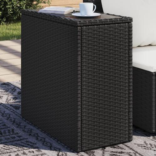 vidaXL Tuinbijzettafel met glazen blad 58x27,5x55 cm poly, Tuin en Terras, Tuintafels, Nieuw, Verzenden