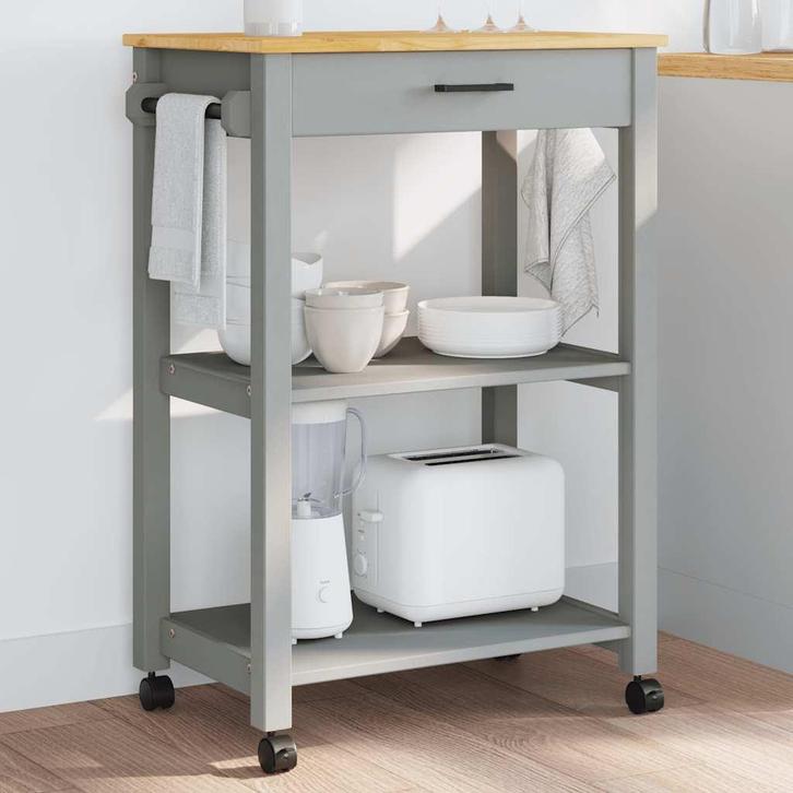 vidaXL Keukentrolley MONZA 60x40x88,5 cm massief grenenhout, Huis en Inrichting, Keuken | Keukenbenodigdheden, Nieuw, Verzenden