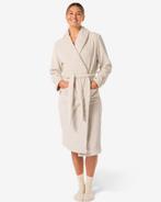 HEMA Dames badjas rib fleece beige, Verzenden, Beige