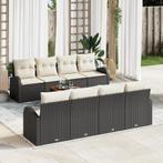 vidaXL 9-delige tuinset met kussens zwart poly rattan acacia, Verzenden, Nieuw, Rotan, Tuinset