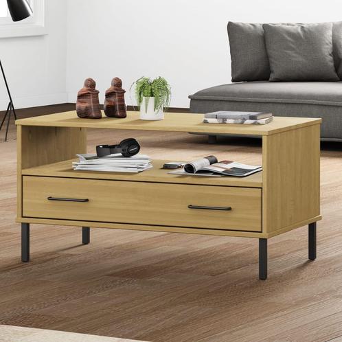 vidaXL Salontafel met metalen poten OSLO 85x50x45 cm hout, Huis en Inrichting, Tafels | Salontafels, 50 tot 100 cm, Nieuw, Overige houtsoorten