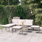 vidaXL 6-delige Loungeset met kussens poly rattan grijs, Verzenden, Nieuw, Rotan, Loungeset