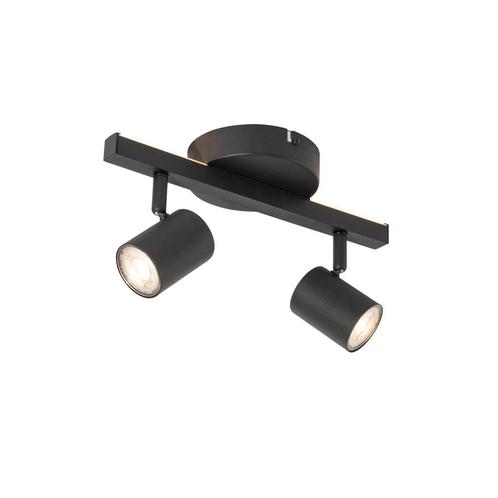 Plafondspot zwart GU10 50mm 2-lichts incl. backlight - Back, Huis en Inrichting, Lampen | Spots, Nieuw, Overige materialen