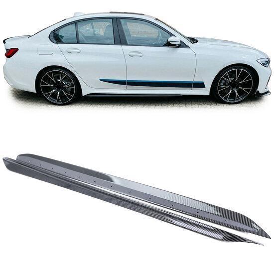 Zijskirt Aanzet Carbon Look BMW G20 G21 met M Pakket B0435, Auto-onderdelen, Carrosserie en Plaatwerk, Nieuw, BMW, Links, Rechts