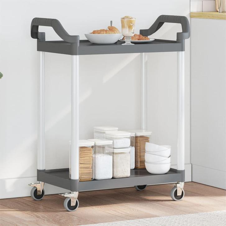 vidaXL Trolley 2-laags 81x41x92 cm aluminium grijs, Huis en Inrichting, Keuken | Keukenbenodigdheden, Nieuw, Verzenden