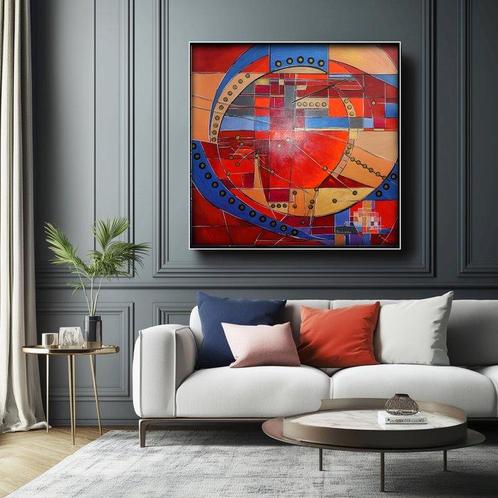 Ksavera - Cubism A1311 - abstract painting on canvas, Antiek en Kunst, Kunst | Schilderijen | Modern