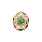 Gouden vintage entourage ring met ioliet, toermalijn en, Ophalen of Verzenden, Nieuw