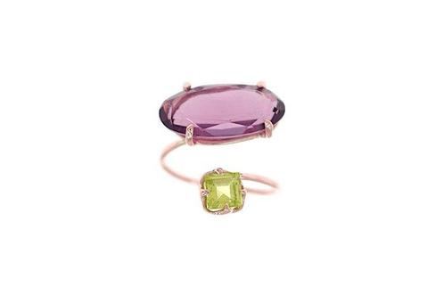 Ring - 9 kt. Roségoud - 5.80ct. tw. Amethist - Olivijn, Sieraden, Tassen en Uiterlijk, Ringen