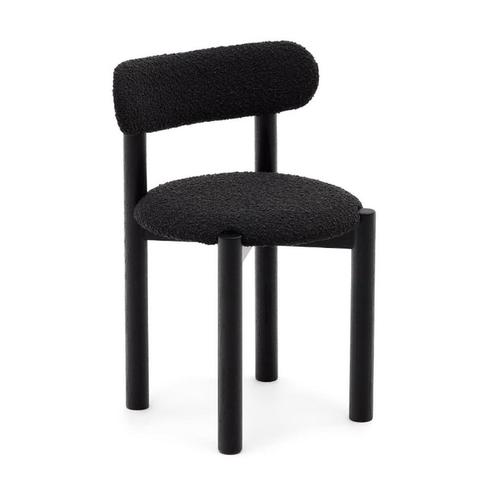 *WOONWINKEL* Kave Home Nebai Boucle Eetkamerstoel Zwart Eike, Huis en Inrichting, Stoelen, Zwart, Nieuw, Verzenden
